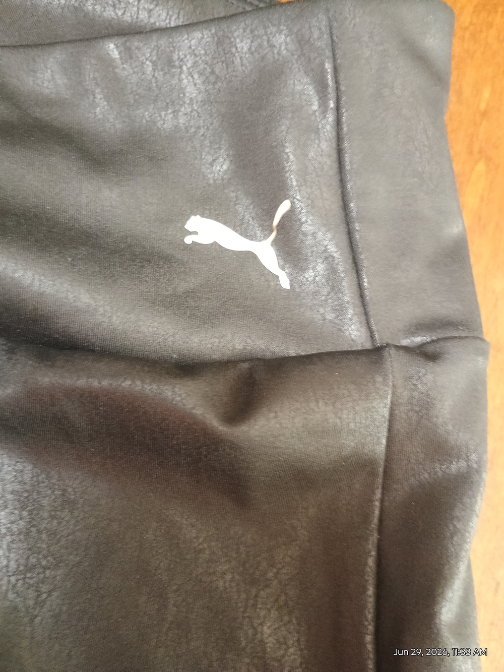 Puma Women's Black Athletic Leggings. Lightweight Has A Leather Look To Them